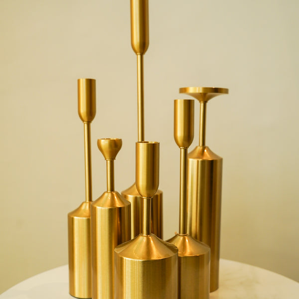 6 piece brass candle stand set