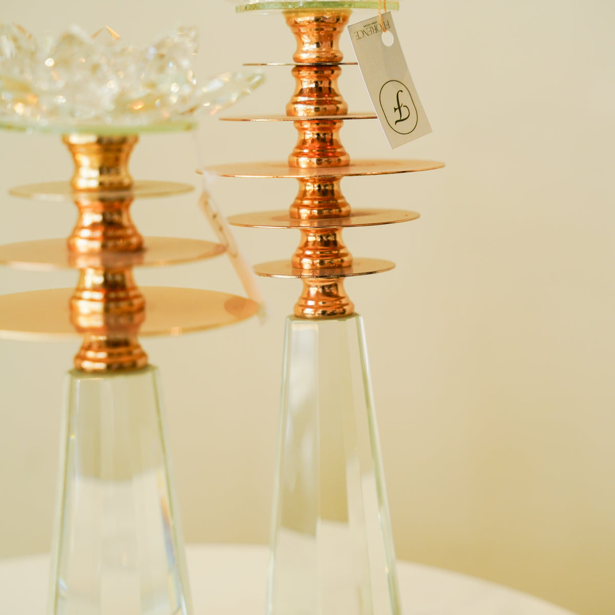 crystal candle stand set 3 piece