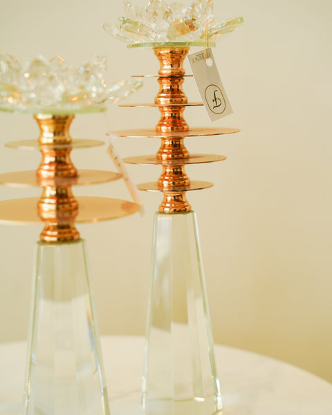 crystal candle stand set 3 piece