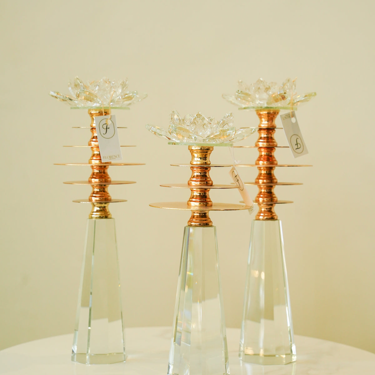 crystal candle stand set 3 piece
