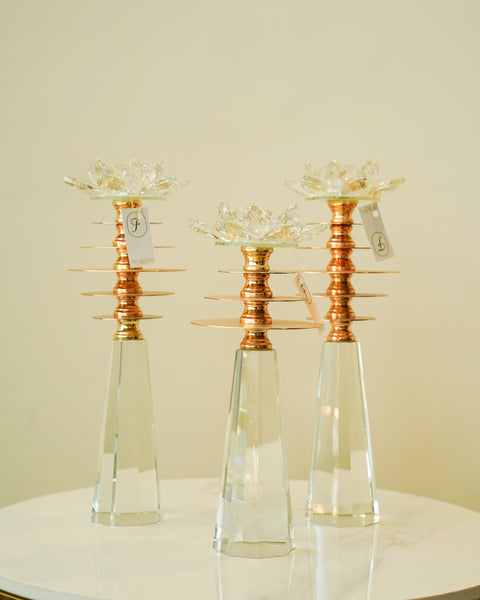 crystal candle stand set 3 piece