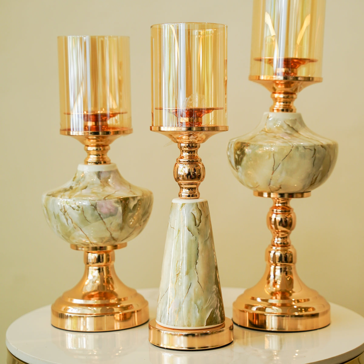Marble Look Candle stands 4pc set