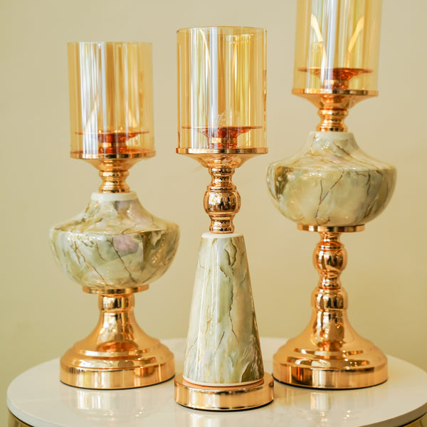 Marble Look Candle stands 4pc set