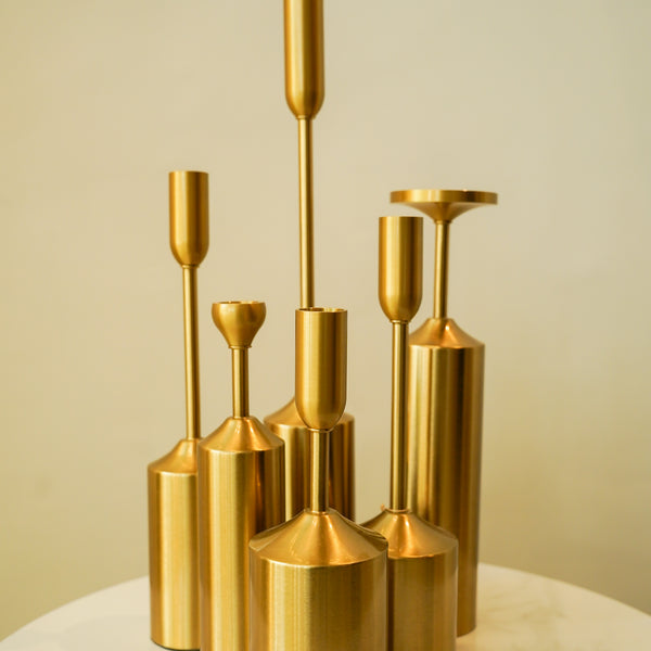 6 piece brass candle stand set