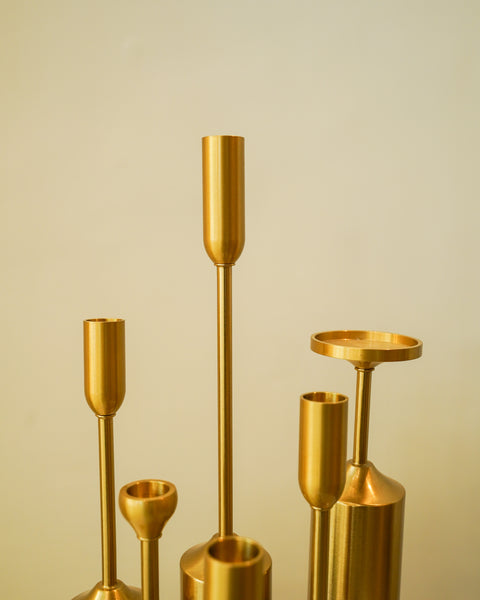 6 piece brass candle stand set
