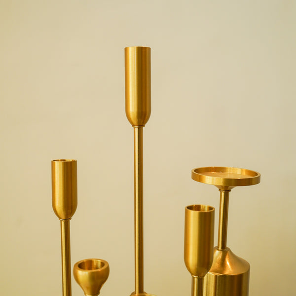 6 piece brass candle stand set