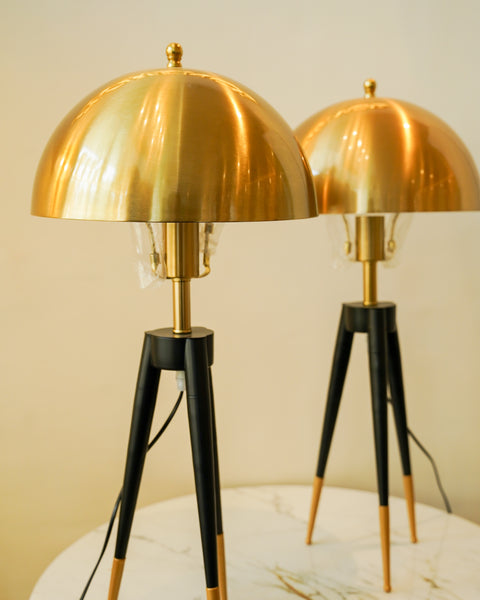 Brass top lamp pair