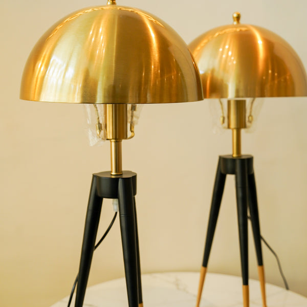Brass top lamp pair