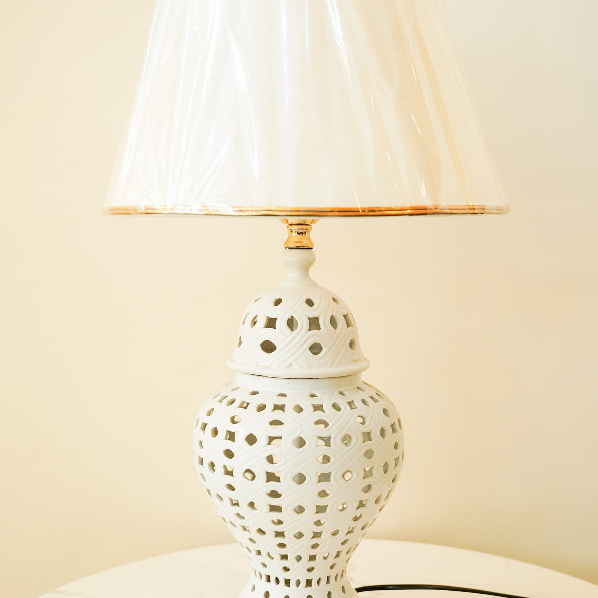 Porcelain white table lamp pair