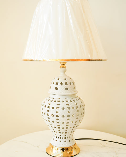 Porcelain white table lamp pair