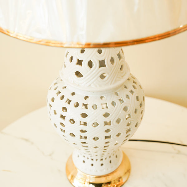 Porcelain white table lamp pair