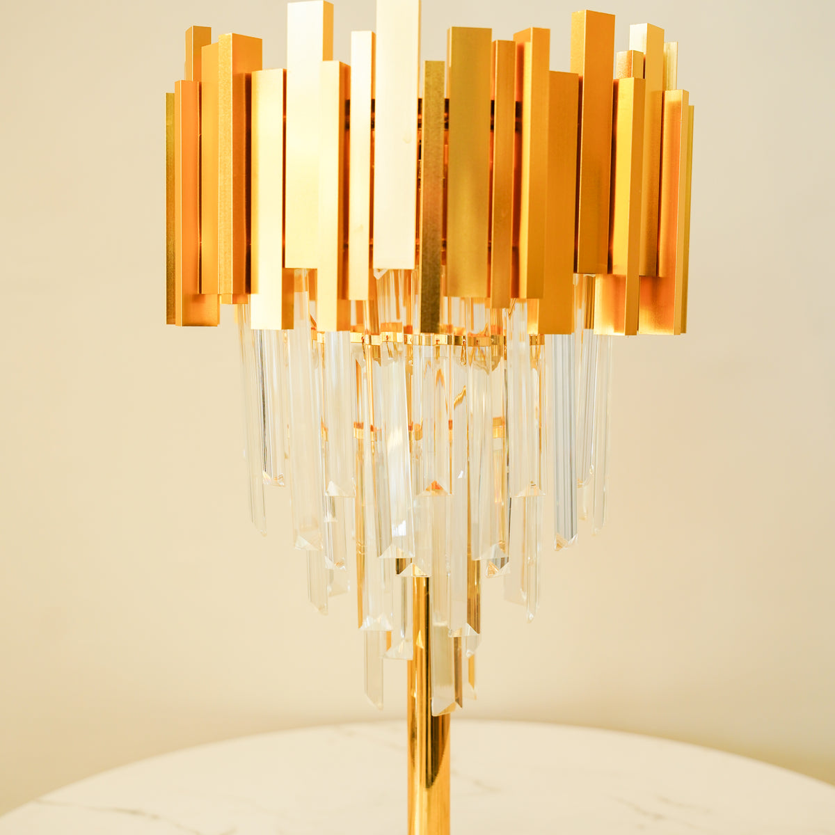 Hanging crystal table lamp pair
