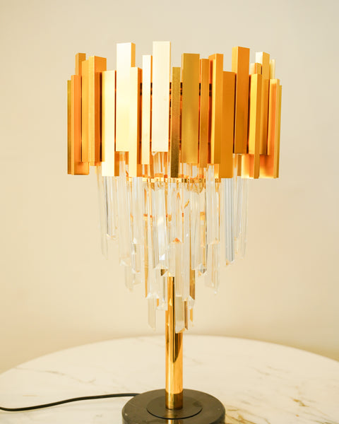 Hanging crystal table lamp pair