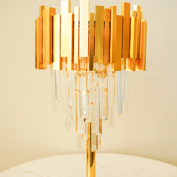Hanging crystal table lamp pair