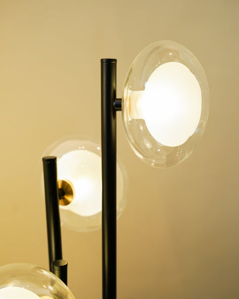 Modern black triple rod lamp pair