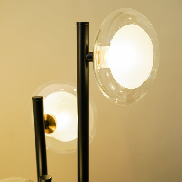Modern black triple rod lamp pair