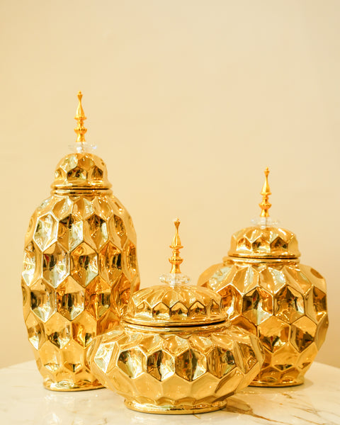 Oval Gold Candy Jar set