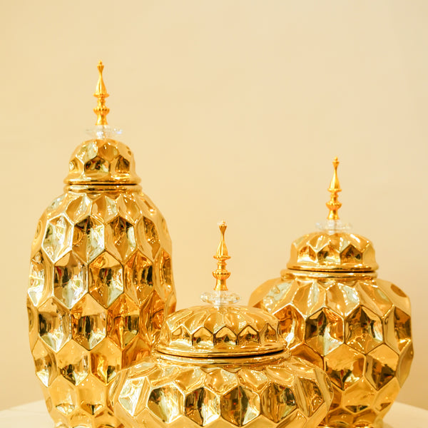 Oval Gold Candy Jar set