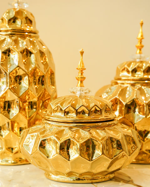 Oval Gold Candy Jar set