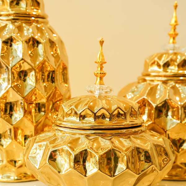 Oval Gold Candy Jar set