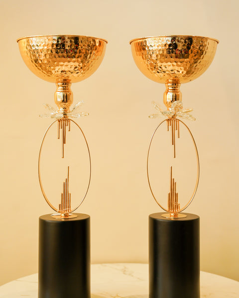 Crystal-brass pot holder