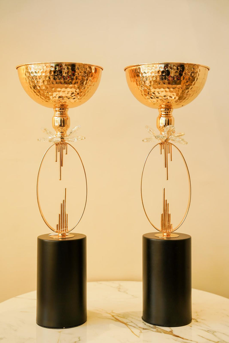 Crystal-brass pot holder