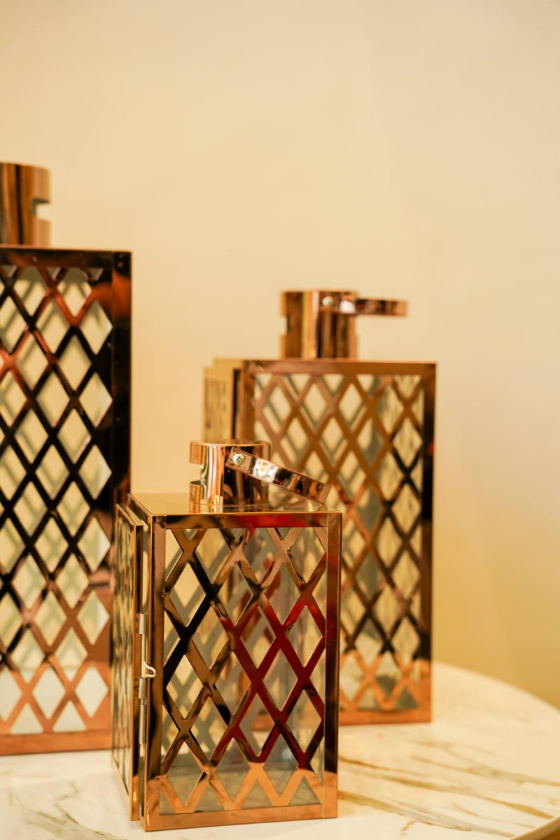 Rose Gold Lantern Cage Set