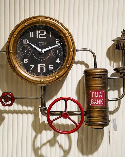 Antique coin saving clock