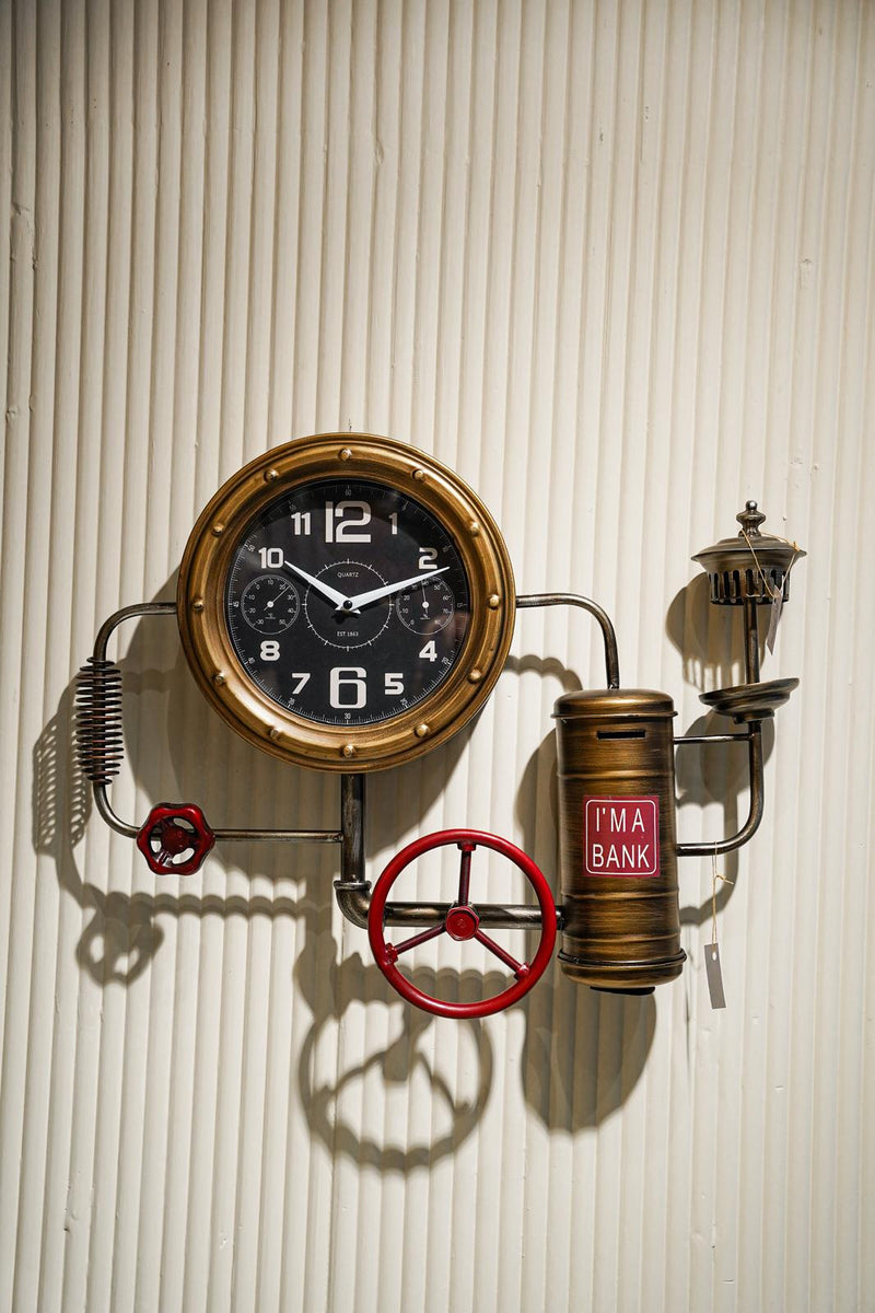 Antique coin saving clock