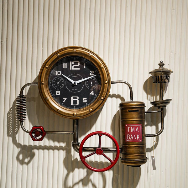 Antique coin saving clock