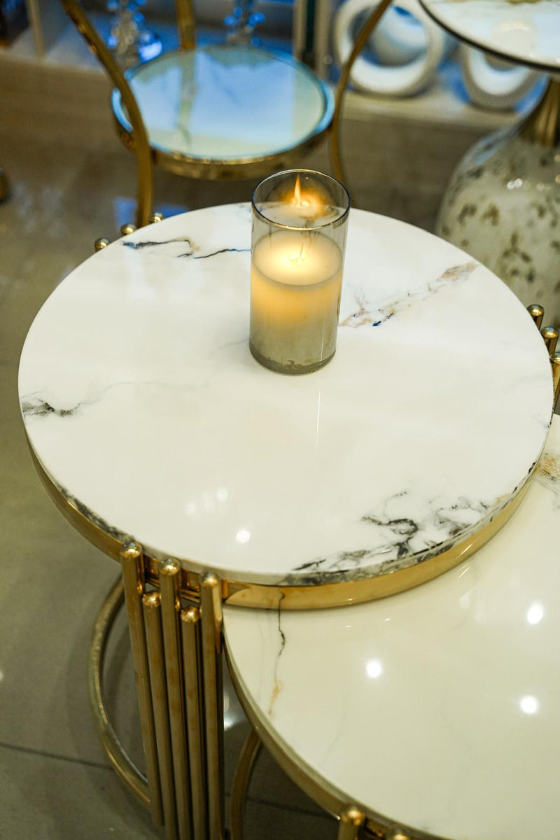 White marble Nesting table set