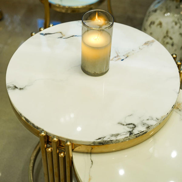White marble Nesting table set