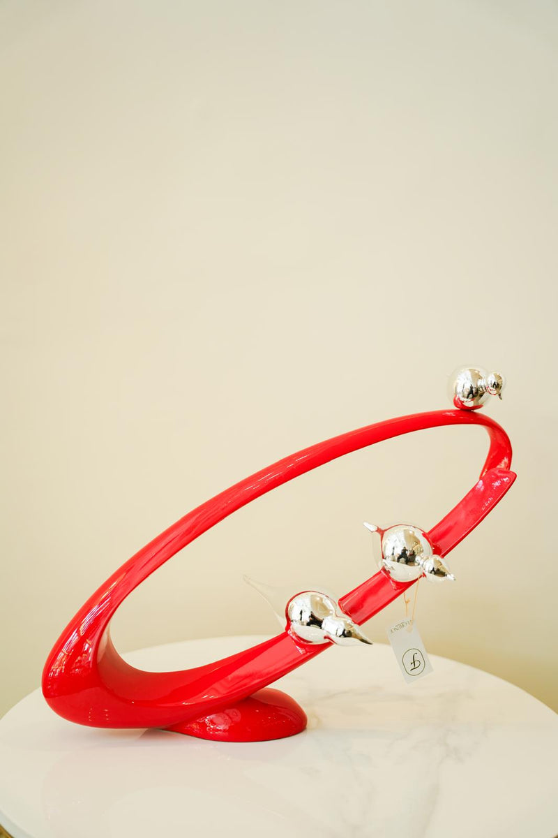 Red Orbit with silver birds