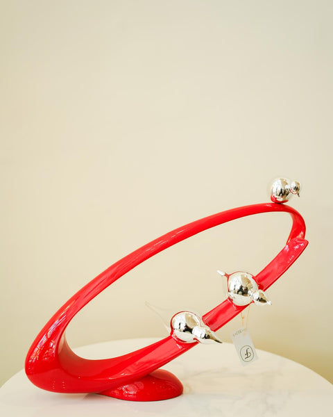Red Orbit with silver birds