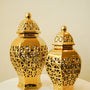 Hollow carved small candy jar set 2 pc
