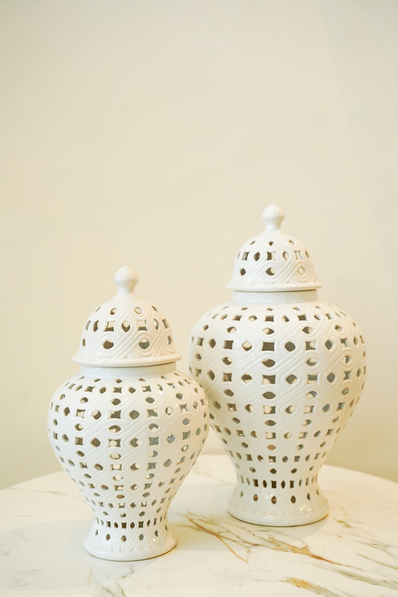 Hollow carved candy jar set 2 piece