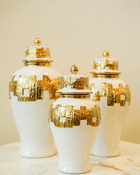 Gold accent candy jar set 3 piece