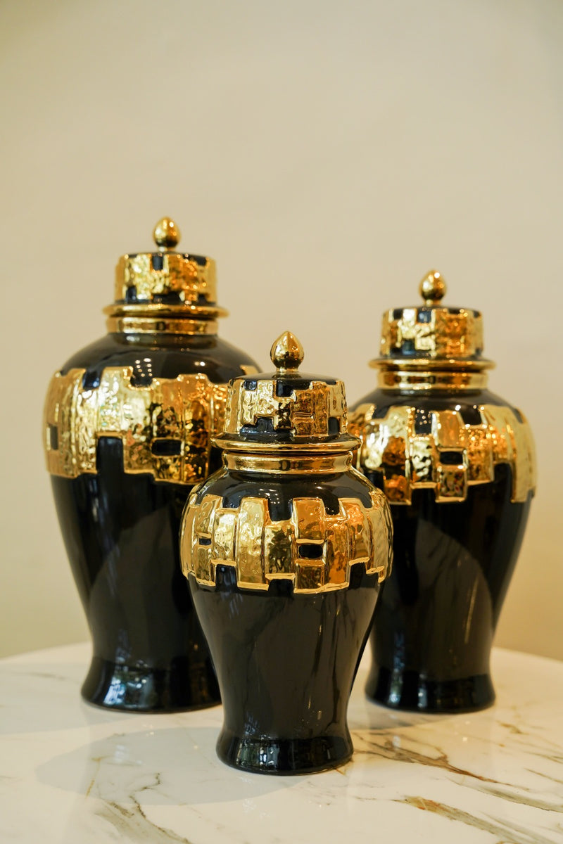 Gold accent candy jar set 3 piece