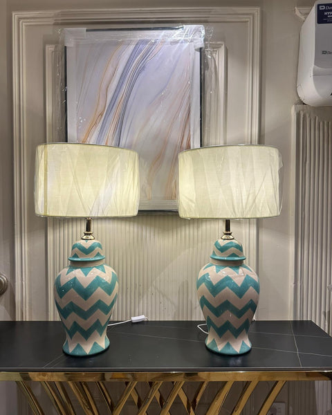 Aqua Stride Lamp Pair