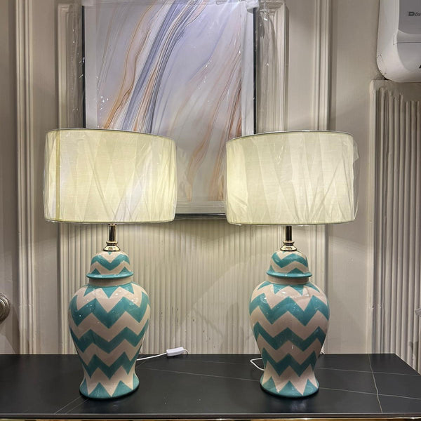 Aqua Stride Lamp Pair