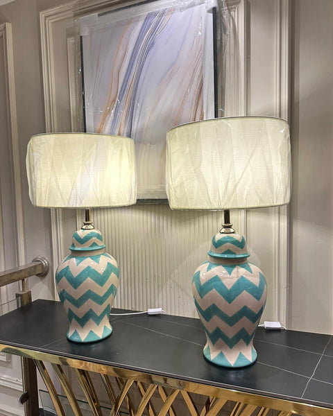 Aqua Stride Lamp Pair