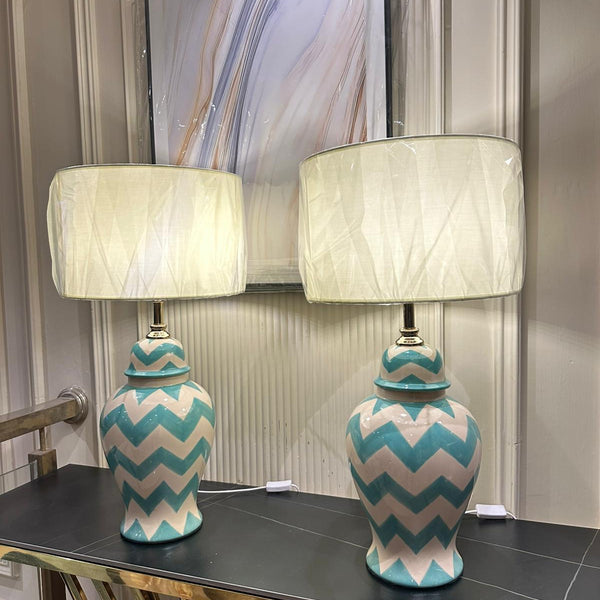 Aqua Stride Lamp Pair