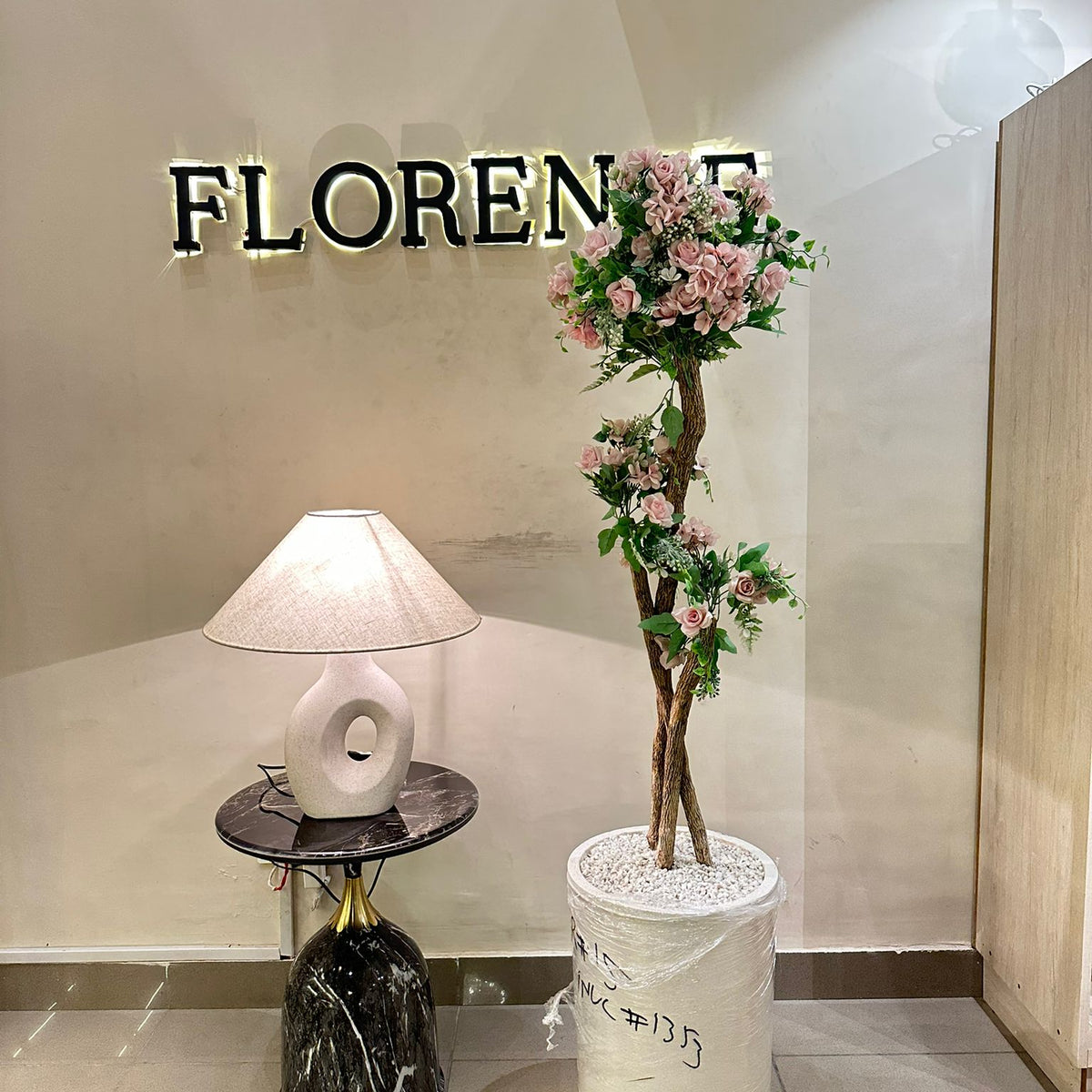 Pink rose blossom tree