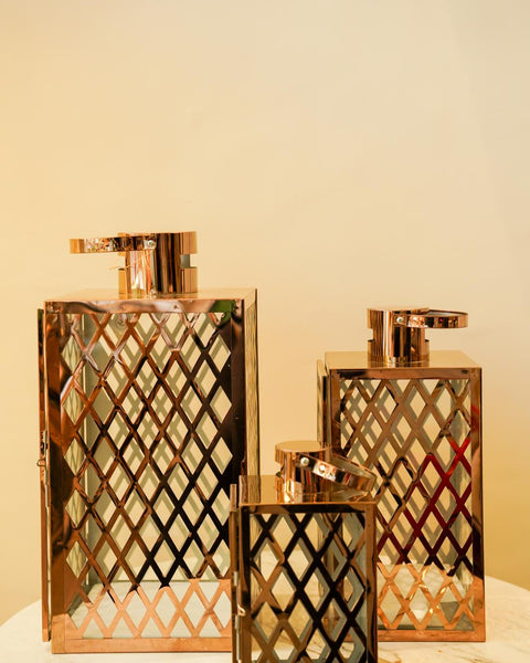 Rose Gold Lantern Cage Set