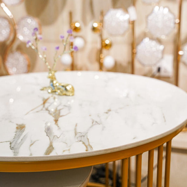 Layered Center Table with White Marble 2-Piece